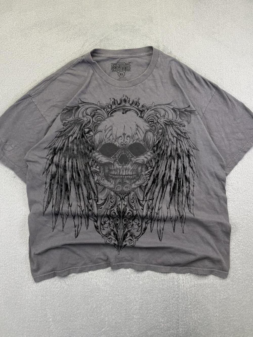 Y2K MMA Elite T-Shirt with Black Skull w/ Wings Graphic